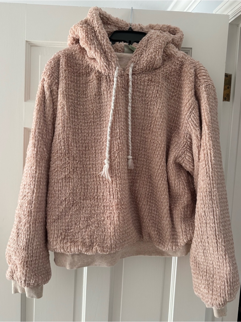 Anthropologie Plush Hooded Teddy Jacket - Blush